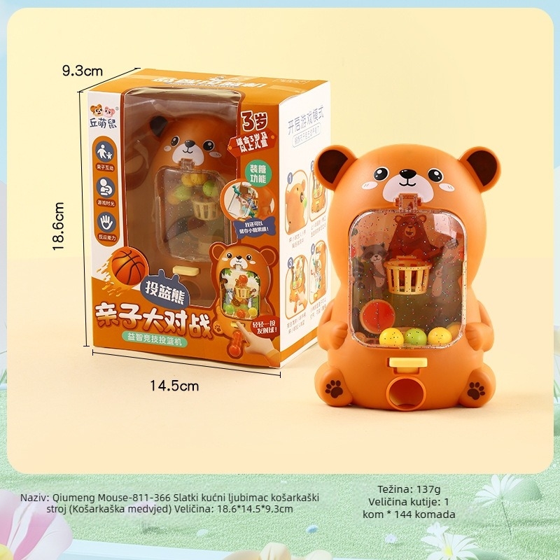 Stolna igra s medvjedićem – plastični ispušni stroj za kuglice, roditeljsko-dijete interakcija, edukativno, za djecu 4–6 godina