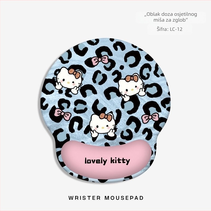Hello Kitty miševa podloga s podrškom za zglob – gumena mala podloga, jednostrana tiska, stolna podloga