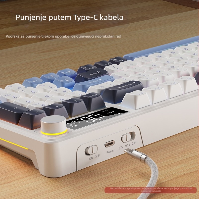 Bežično set tipkovnice i miša s Bluetoothom, rasvjeta, 88–98 tipki, vodootporan