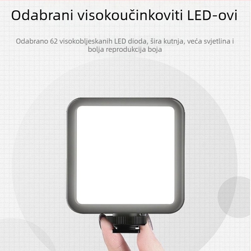LED svjetlo za dopunu za kameru i telefon – prijenosno ručno, za livestream i fotografiju, tri boje temperature, 10W, 3.7V