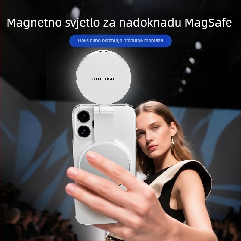 LED svjetlo za telefon — magnetsko ogledalo, džepno svjetlo za selfie, ručno, s tri boje temperature; snaga ispod 10W, 3.7V, model M28