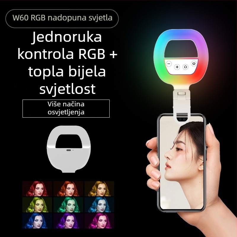 Clip-on LED rasvjeta za selfie – tri boje temperature, punjiva baterija 3.7V, snaga ispod 10W, prijenosno svjetlo za fotografije i uživo video