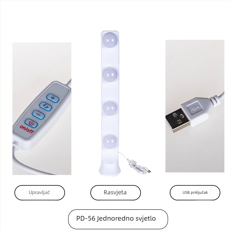 LED rasvjeta za stolno uživo prijenos PD56, 10W, 5V2A, tri boje temperature