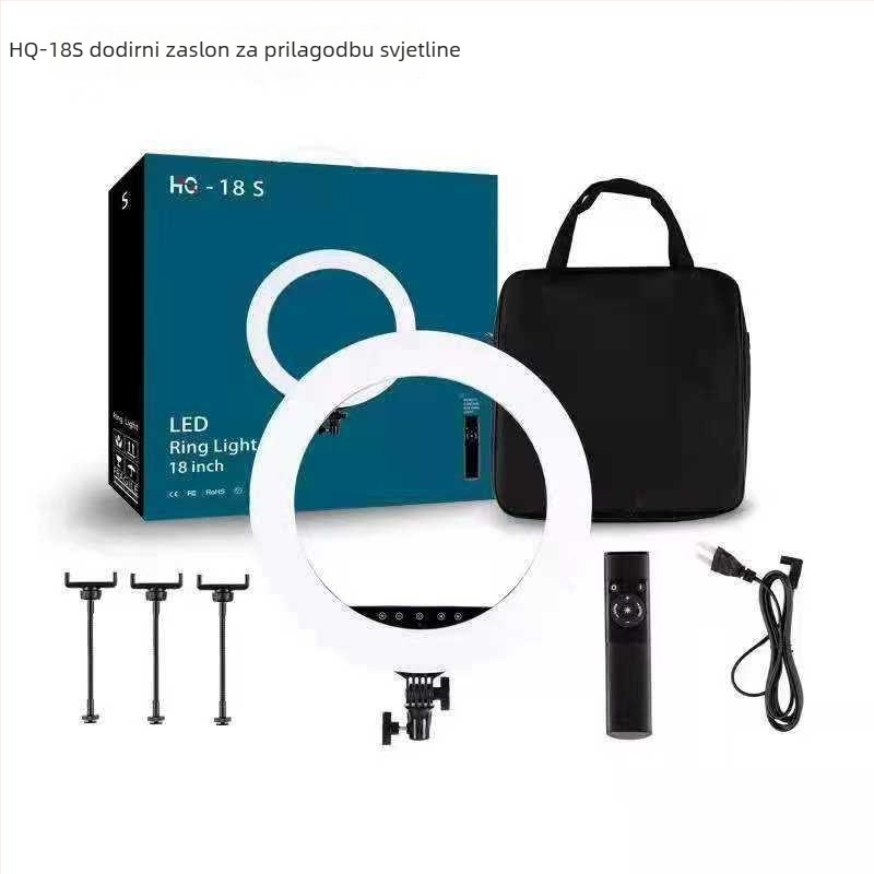 LED ring light za fotografiju, model 18S, tri boje temperature, 51–100W, 100–240 VAC, uspravno postavljanje