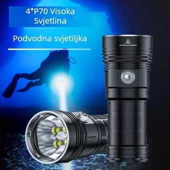 Podvodna LED P70 svjetiljka, 30W, punjiva, 4x18650, domet 100–200 m