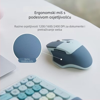 mofii Ergonomski kožni držač dlana – bežični set tipkovnice i miša, 1600 DPI optički senzor, USB sučelja za tipkovnicu i miša, kompatibilan s notebookom