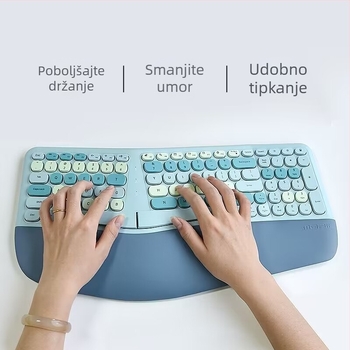 mofii Ergonomski kožni držač dlana – bežični set tipkovnice i miša, 1600 DPI optički senzor, USB sučelja za tipkovnicu i miša, kompatibilan s notebookom