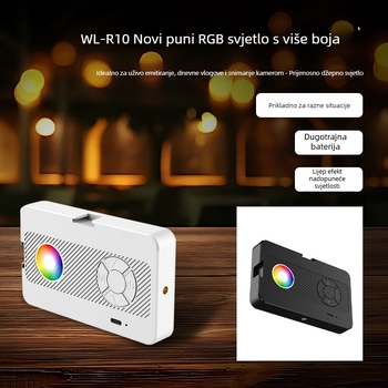 WL-R10 Mini rasvjeta za dopunu za kameru i telefon - prijenosna ručna svjetiljka za selfie, <10W, 3.7V, topla svjetlost 2700–3500K, model WL-R10