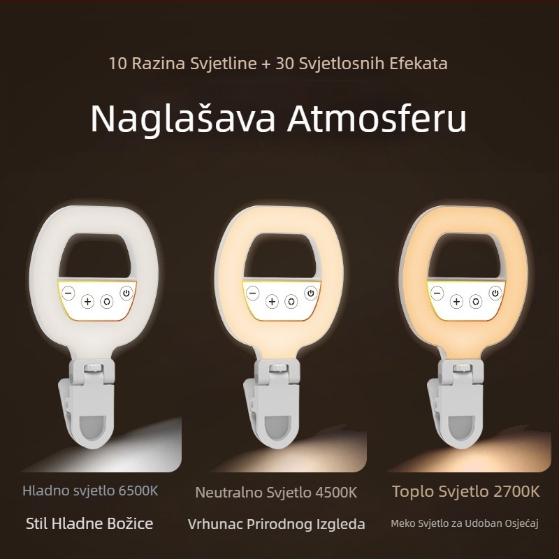 LED svjetlo za telefon – prijenosna ručna svjetiljka za fotografiranje, selfije i prijenos uživo; model W60 RGB; podešiva temperatura boje 2500K–9900K; snaga ispod 10W; 3,7V