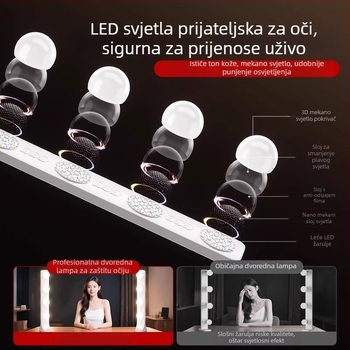 LED rasvjeta za live streaming na stolnom računalu - rasvjeta za šminku s četverorednim panelom, 24W, 110V, tri temperaturne boje