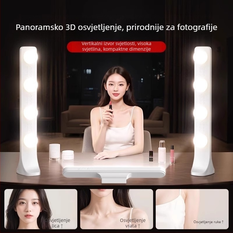 LED rasvjeta za live streaming na stolnom računalu - rasvjeta za šminku s četverorednim panelom, 24W, 110V, tri temperaturne boje