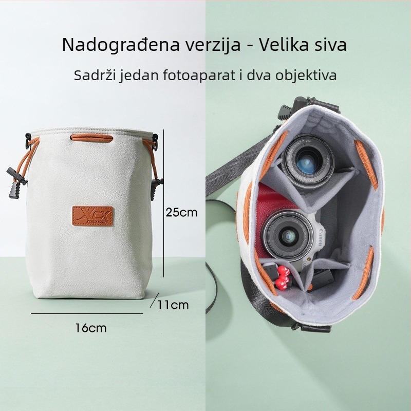Torba za pohranu fotoaparata Canon R50, Nikon Z30, Fuji X-T50 i Sony ZV-E10 s unutarnjim odjeljkom
