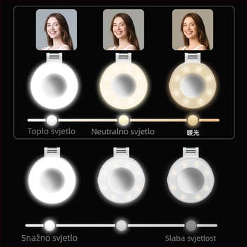 LED svjetlo za dopunjavanje za live streaming – prijenosno, 5V, ispod 10W, model Y035, tri boje temperature, magnetsko ogledalo i sklopivo ogledalo