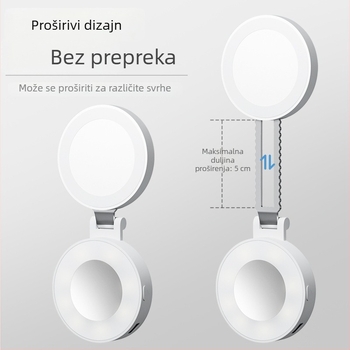 LED svjetlo za dopunjavanje za live streaming – prijenosno, 5V, ispod 10W, model Y035, tri boje temperature, magnetsko ogledalo i sklopivo ogledalo