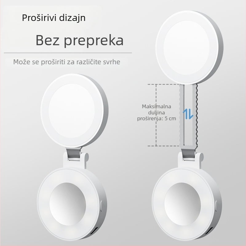 LED svjetlo za dopunjavanje za live streaming – prijenosno, 5V, ispod 10W, model Y035, tri boje temperature, magnetsko ogledalo i sklopivo ogledalo