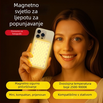Dvostrana magnetska rasvjeta za mobilno live fotografiranje, prijenosna ručna, tri boje temperature 2500–9900K, snaga ispod 10W