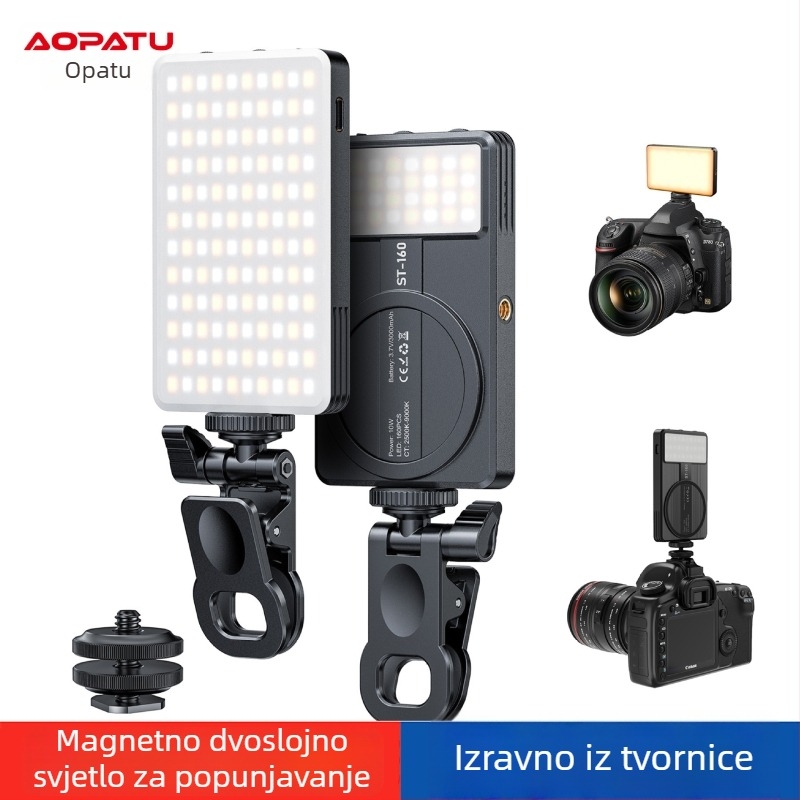 Dvostrana magnetska rasvjeta za mobilno live fotografiranje, prijenosna ručna, tri boje temperature 2500–9900K, snaga ispod 10W