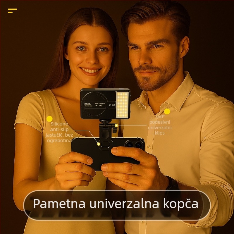 Dvostrana magnetska rasvjeta za mobilno live fotografiranje, prijenosna ručna, tri boje temperature 2500–9900K, snaga ispod 10W