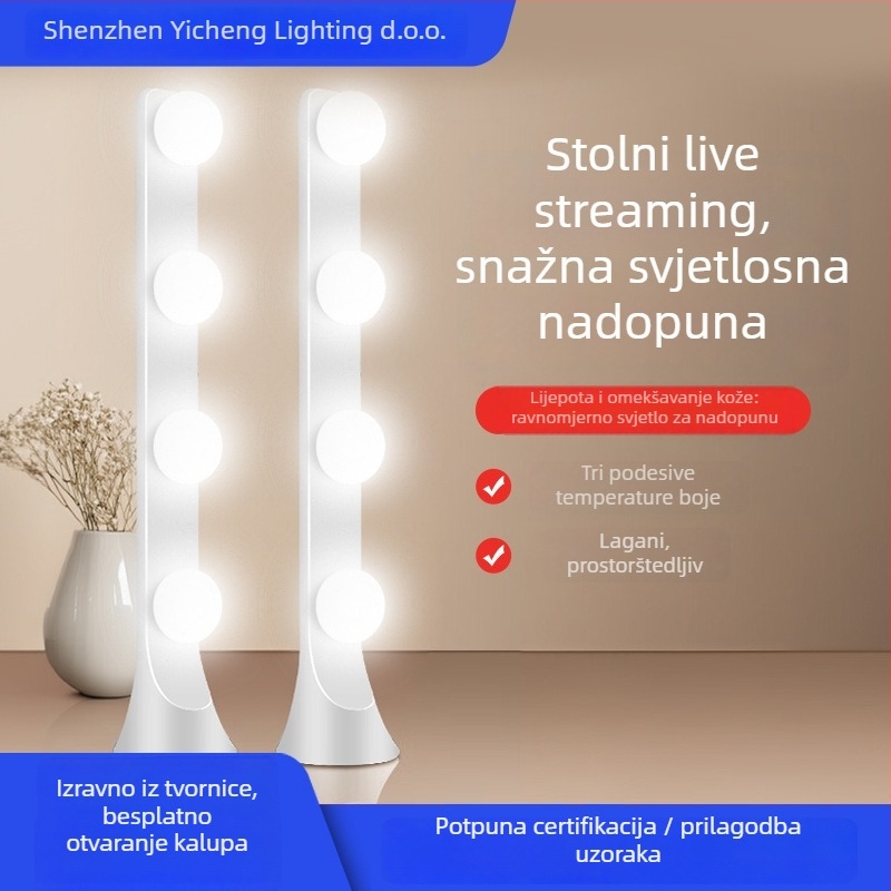 Stolno osvjetljenje za livestream s dvostrukim redom LED, 10–50W, 110–220V, tri boje temperature