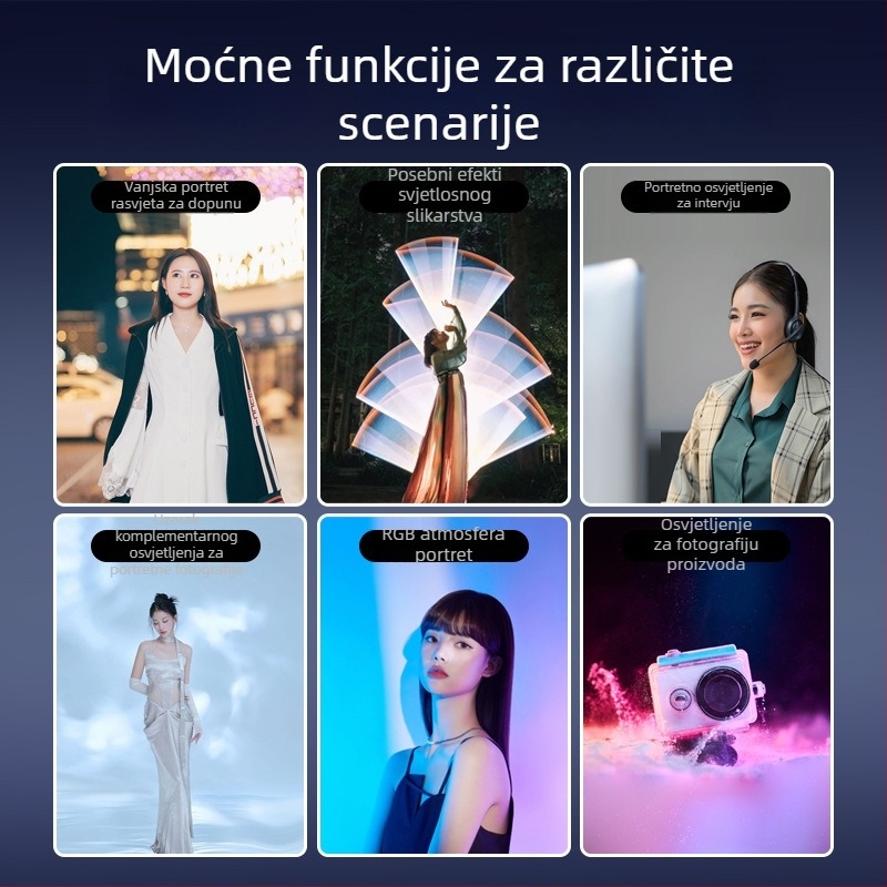 Ručna RGB LED svjetiljka za livestream i snimanje videa, osvjetljenje za fotografiju, model B-40RGB, 40W, 2700–7500K, 20V 3.25A