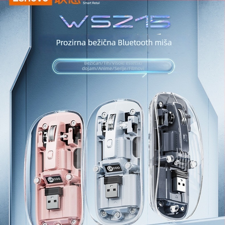 Bežična optička miša Bluetooth dvostrukog načina, 1200 DPI, USB, 3 tipke, za stolna računala