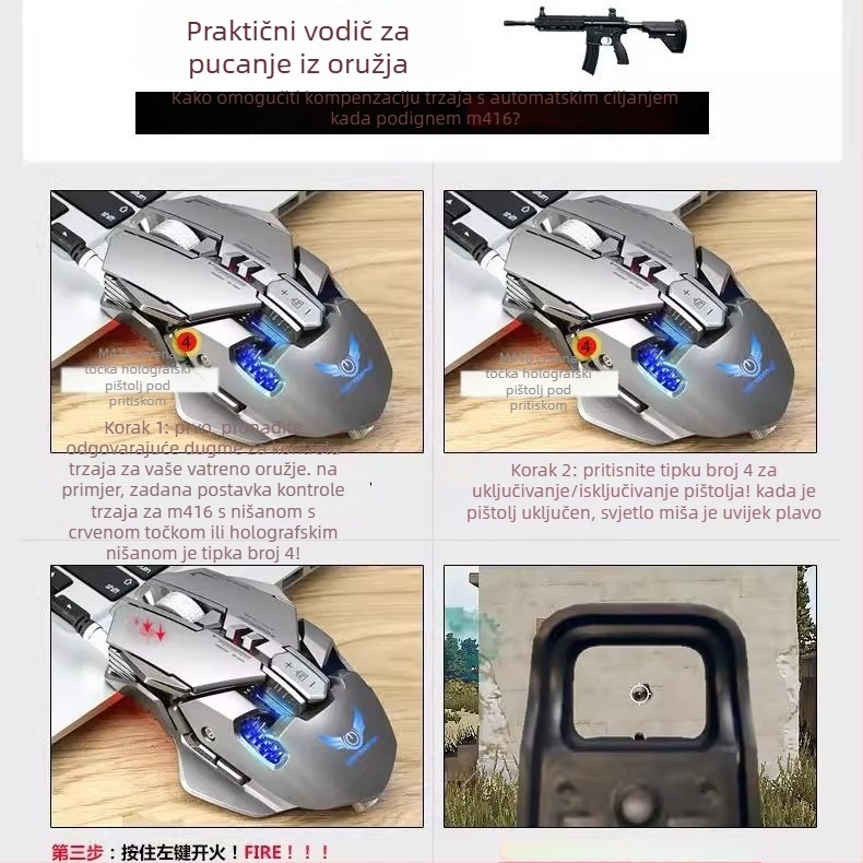 G9 žičani gaming mehanički miš za prijenosna i stolna računala, USB, 3200 DPI, 7 tipki, kompatibilan s PUBG