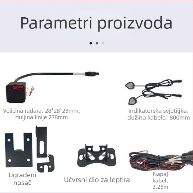 Sustav za praćenje mrtvog kuta na motociklu uz pomoć promjene trake, 4-kanalni radar i digitalni zaslon