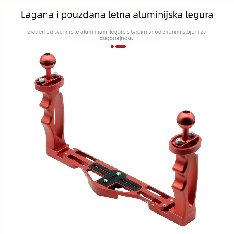 Aluminijski dvostrani držač za podvodnu kućište GoPro/Xiaoyi, model PY-046, 3 čvora, težina 0,556 kg