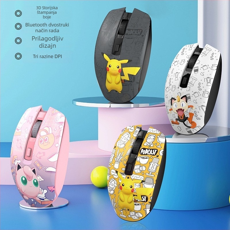 Optička bežična miša s dva načina 2.4G+Bluetooth, 1000dpi, 4 tipke, ergonomska, kompatibilno s desktopom, prilagodba loga