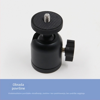 Mini kuglični stativ s metalnom glavom, 1/4″ navoj, za mobitel i kameru, težina oko 101,8 g.