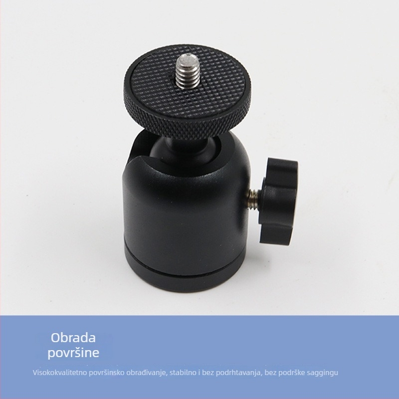 Mini kuglični stativ s metalnom glavom, 1/4″ navoj, za mobitel i kameru, težina oko 101,8 g.