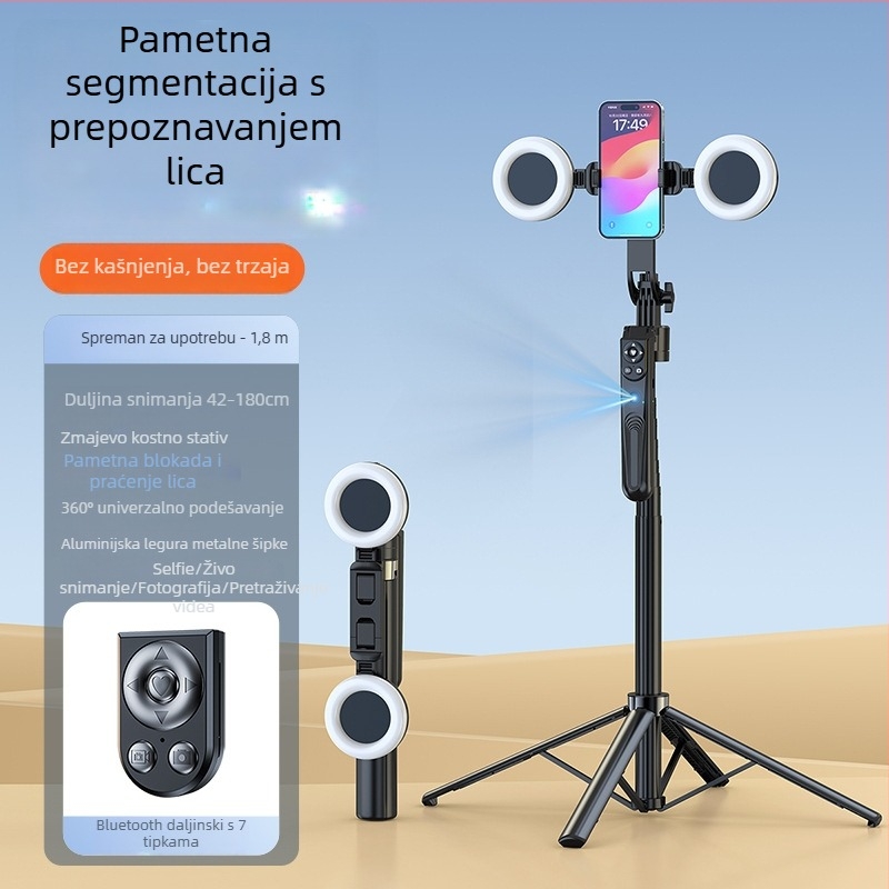 Kensouya Pametni gimbal za prepoznavanje lica s 360° praćenjem na Tripodu — aluminijska legura, 360° horizontalno i vertikalno rotiranje, automatsko praćenje pri uključivanju, težina oko 480 g