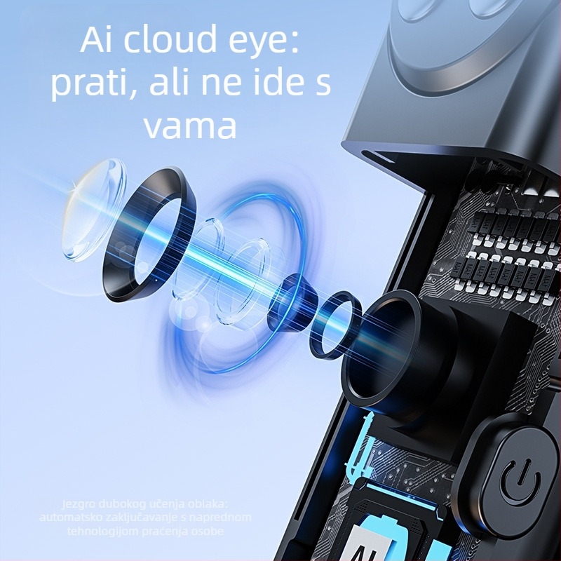 Kensouya Pametni gimbal za prepoznavanje lica s 360° praćenjem na Tripodu — aluminijska legura, 360° horizontalno i vertikalno rotiranje, automatsko praćenje pri uključivanju, težina oko 480 g