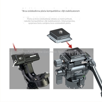 LEAPLIGHT aluminijska panoramska hidraulična glava za kamere i pametne telefone, 360° horizontalno, 145° vertikalno, navoj 1/4″