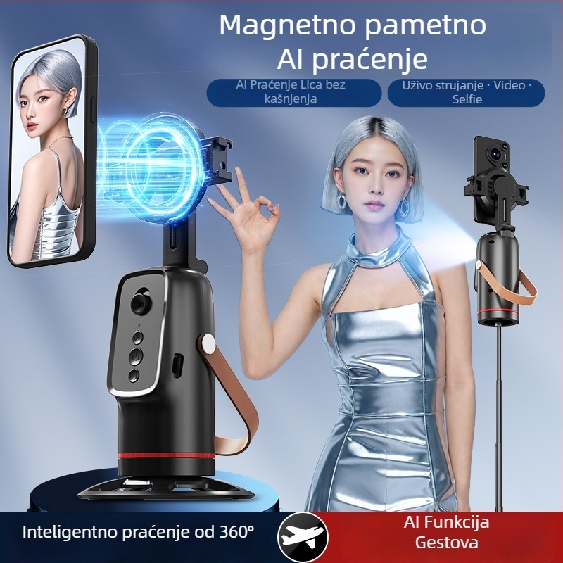 Willpai Gimbal Stabilizator s praćenjem lica i 360° pan-tiltom, bez aplikacije, plastično kućište, 252 g