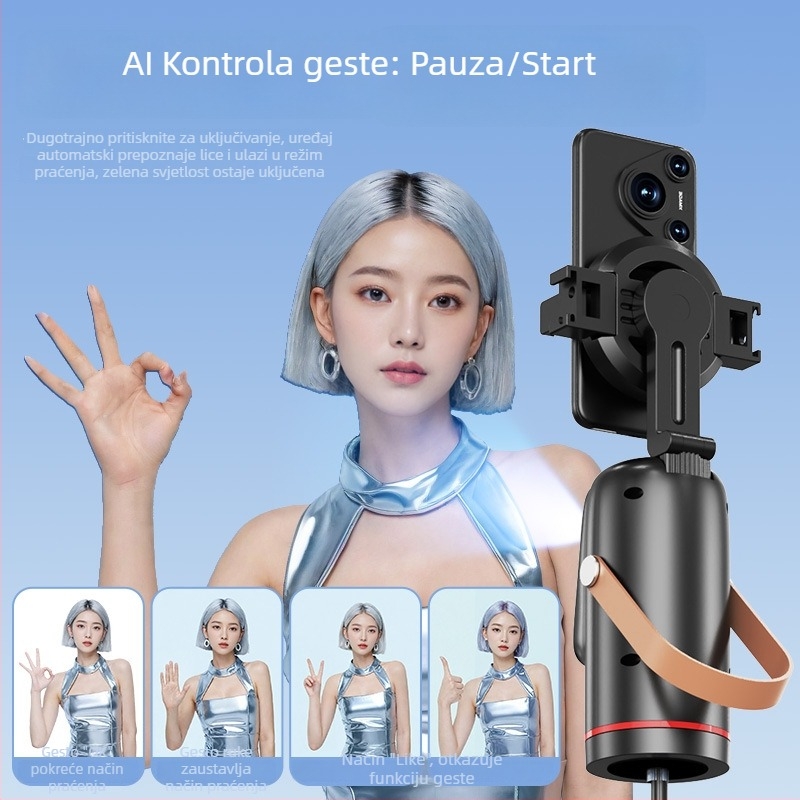 Willpai Gimbal Stabilizator s praćenjem lica i 360° pan-tiltom, bez aplikacije, plastično kućište, 252 g