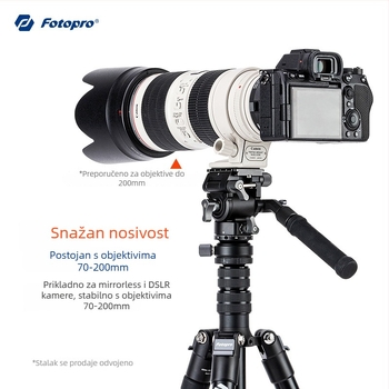 Fotopro hidraulična gimbal glava s bowl nosačem za bezzrcalne kamere – univerzalna, aluminijska legura, vertikalno 360°,horizontalno 90°, težina 0,4 kg
