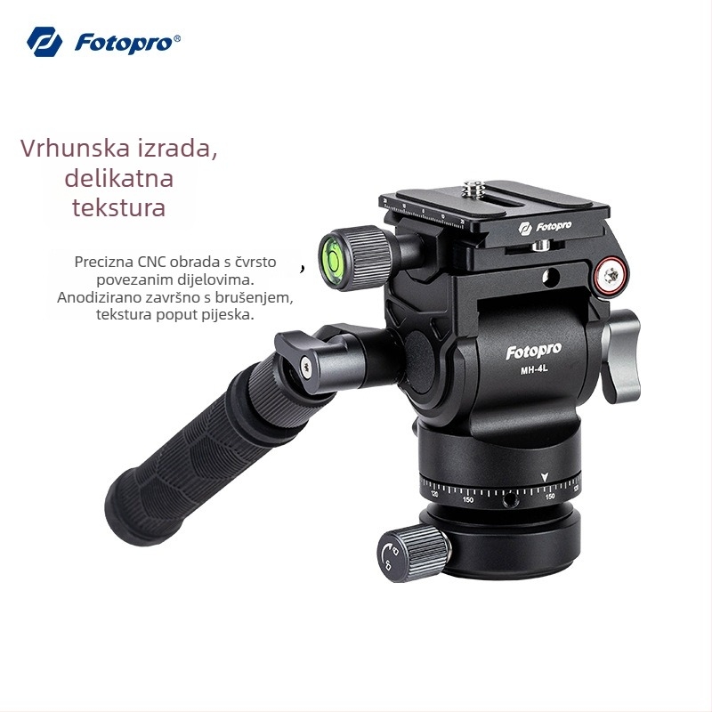 Fotopro hidraulična gimbal glava s bowl nosačem za bezzrcalne kamere – univerzalna, aluminijska legura, vertikalno 360°,horizontalno 90°, težina 0,4 kg