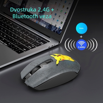 T3 Bežični Bluetooth tiho miš s 4 tipke, 1000dpi optički senzor, USB, dual-mode 2.4G/Bluetooth, domet 10 m, četverosmjerno kotačić