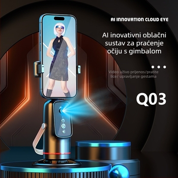 Stabilizator za telefon s AI prepoznavanjem lica i praćenjem – 360° pan-tilt, kompatibilan sa pametnim telefonom, bez aplikacije