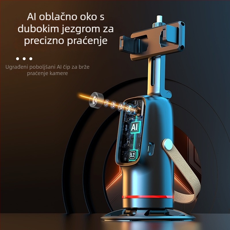 Stabilizator za telefon s AI prepoznavanjem lica i praćenjem – 360° pan-tilt, kompatibilan sa pametnim telefonom, bez aplikacije