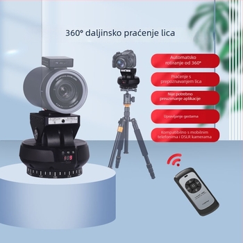 YT1200 Motorni gimbal s prepoznavanjem lica, 360° horizontalno okretanje / ±35° vertikalni nagib, dvostruki osovinski stabilizator, daljinski upravljač — za telefon, kameru, SLR, GoPro