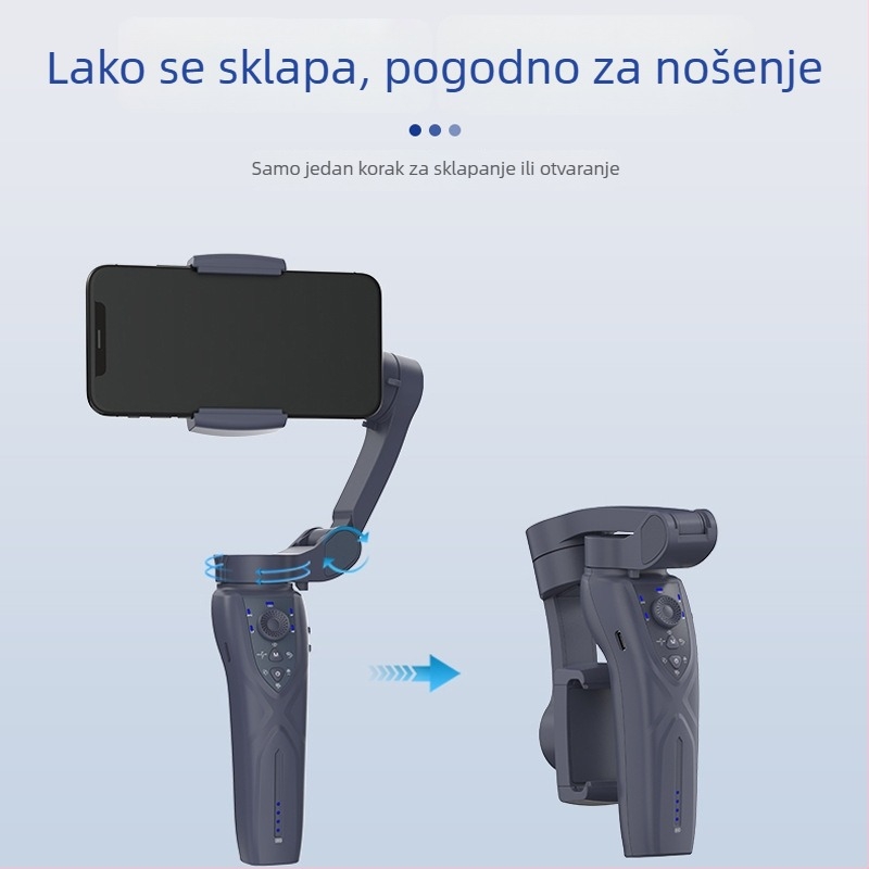 3‑osični gimbal za pametni telefon, sklopiv, bežični, ručni stabilizator s praćenjem lica