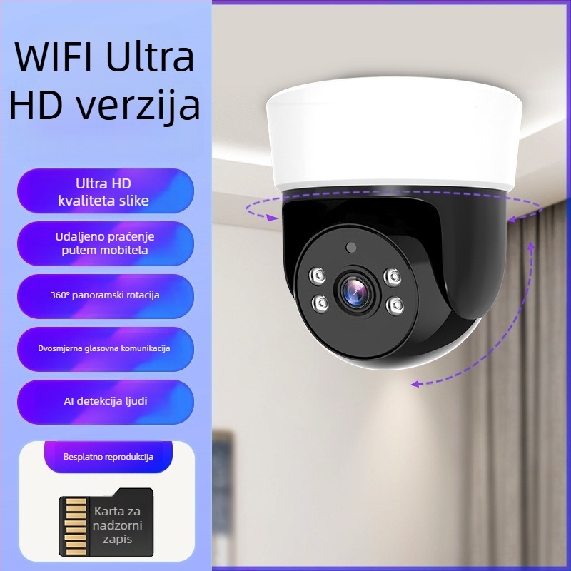WiFi gimbal kamera za ulazna vrata s daljinskim upravljanjem putem pametnog telefona - HD, 0.01 lux, SNR >20dB, -20 do 55°C, 12V, unutarnja i vanjska uporaba