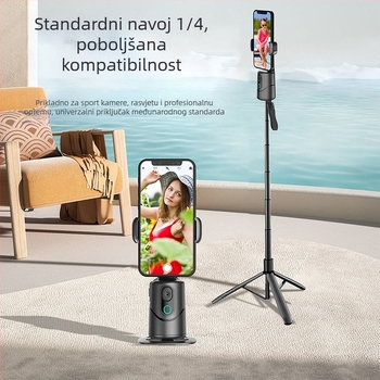 Stolni gimbal za pametni telefon s AI automatskim praćenjem, 360° panoramsko okretanje i nagib, kompatibilan s pametnim telefonima, težina 290 g