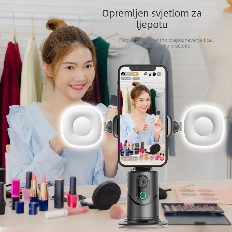 Stolni gimbal za pametni telefon s AI automatskim praćenjem, 360° panoramsko okretanje i nagib, kompatibilan s pametnim telefonima, težina 290 g
