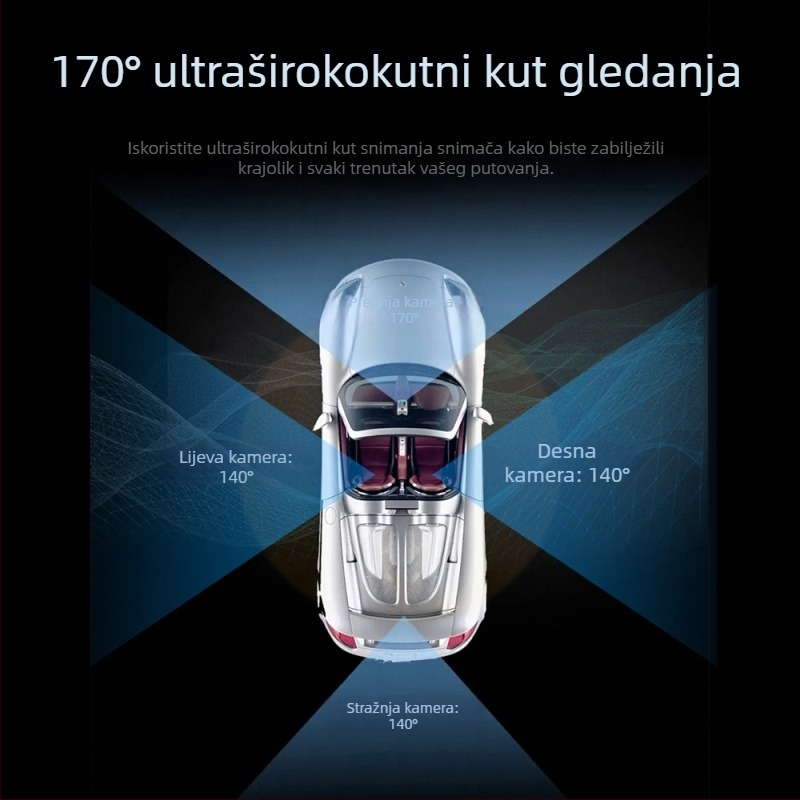 Četvero-kanalni 12-inčni dash cam s HD snimanjem, radarom, načinom čuvara i slikom za vožnju unatrag