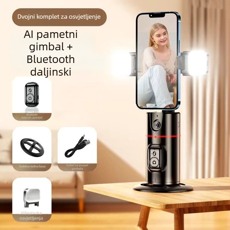 Triosični stolni gimbal s 360° rotacijom, praćenje u stvarnom vremenu i automatski selfie (bez aplikacije)