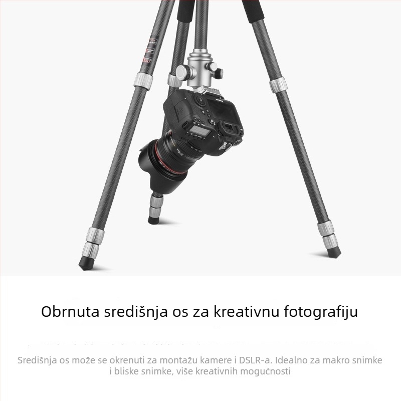Light Age Q-868C karbonski stativ, 4-dijelni, sferni pan-tilt, težina 0,9 kg, nosivost 8 kg