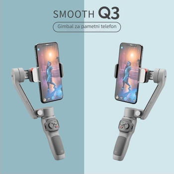 Zhiyun Smooth Q3 stabilizator za mobitel, ručni gimbal, vertikalno 180°, horizontalno 180°, ograničenje rotacije 270°, materijal plastika